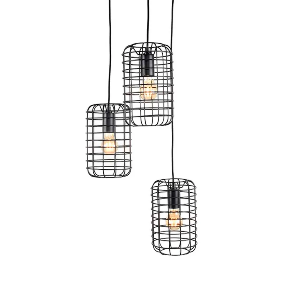 Wohnen 3-flammige Pendelleuchte mit Gitterschirmen - Troketta