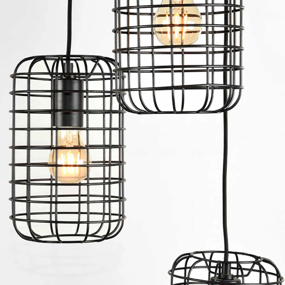 Wohnen 3-flammige Pendelleuchte mit Gitterschirmen - Troketta