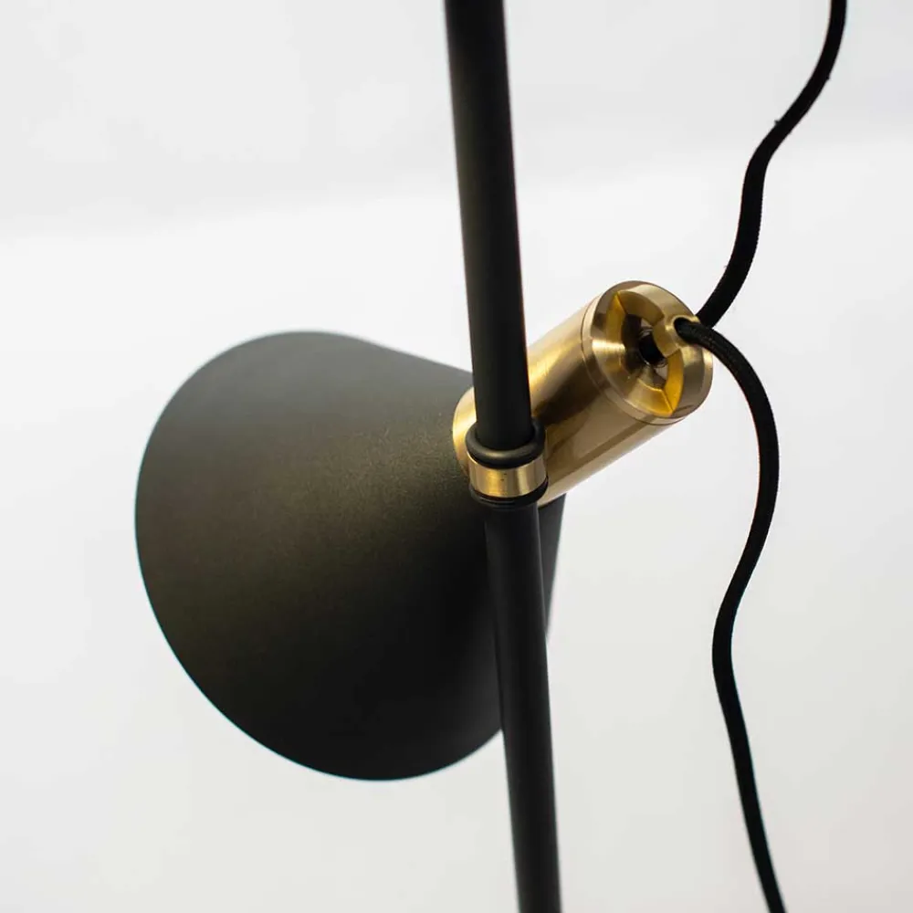 Wohnen 2-flammige Stehleuchte in Schwarz & Messing - Easy