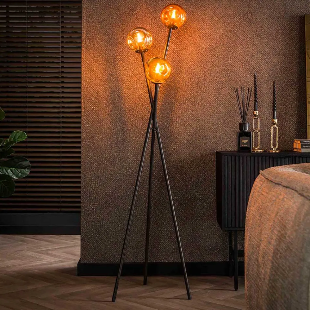Wohnen 3-flammige Stehleuchte mit Glas Kugelschirmen - Gliona