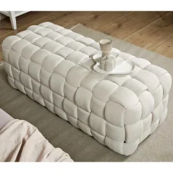 Wohnen Flechtoptik Polsterbank in Cremeweiß - Vignus