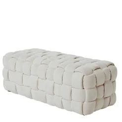 Wohnen Flechtoptik Polsterbank in Cremeweiß - Vignus