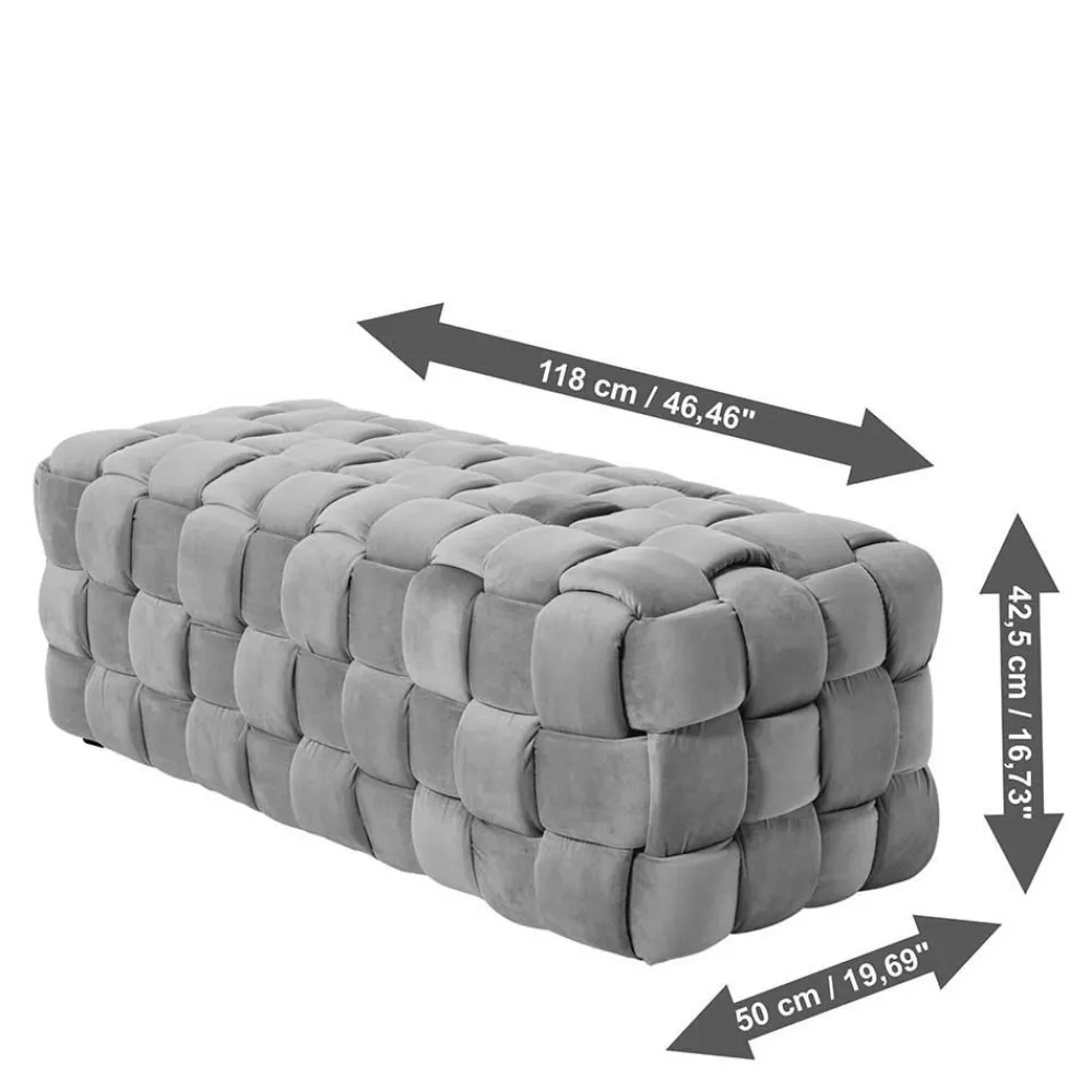 Wohnen Flechtoptik Polsterbank in Cremeweiß - Vignus