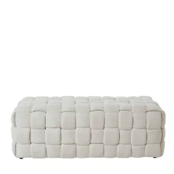 Wohnen Flechtoptik Polsterbank in Cremeweiß - Vignus