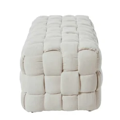 Wohnen Flechtoptik Polsterbank in Cremeweiß - Vignus