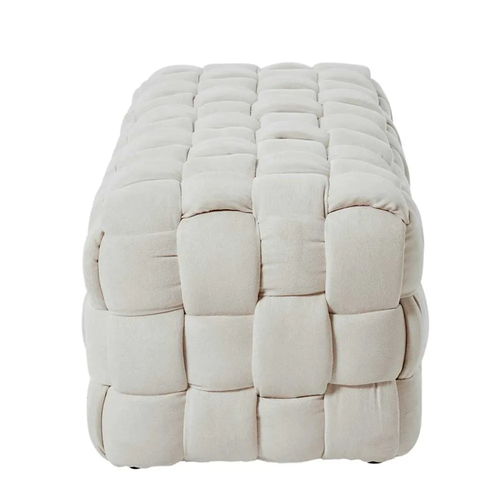 Wohnen Flechtoptik Polsterbank in Cremeweiß - Vignus