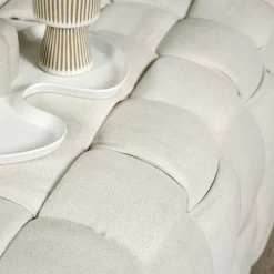 Wohnen Flechtoptik Polsterbank in Cremeweiß - Vignus