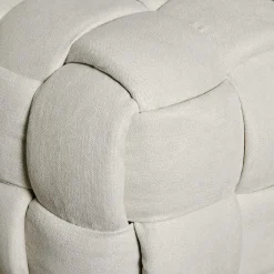 Wohnen Flechtoptik Polsterbank in Cremeweiß - Vignus