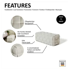 Wohnen Flechtoptik Polsterbank in Cremeweiß - Vignus