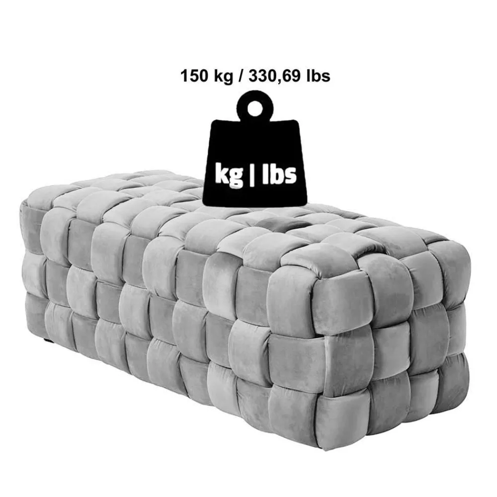 Wohnen Flechtoptik Polsterbank in Cremeweiß - Vignus