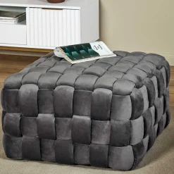 Wohnen Barhocker*Flechtoptik Sitzhocker in Platingrau - Lydosca