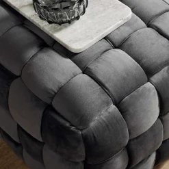 Wohnen Barhocker*Flechtoptik Sitzhocker in Platingrau - Lydosca