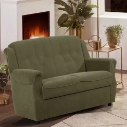 Wohnen Sofas|Sofa*Flockstoff Couch in Dunkelgrün - Ramira