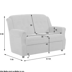 Wohnen Sofas|Sofa*Flockstoff Couch in Dunkelgrün - Ramira