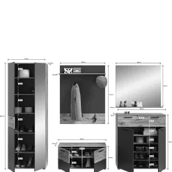 Wohnen Flur Möbelprogramm als Set - Catamaron (fünfteilig)