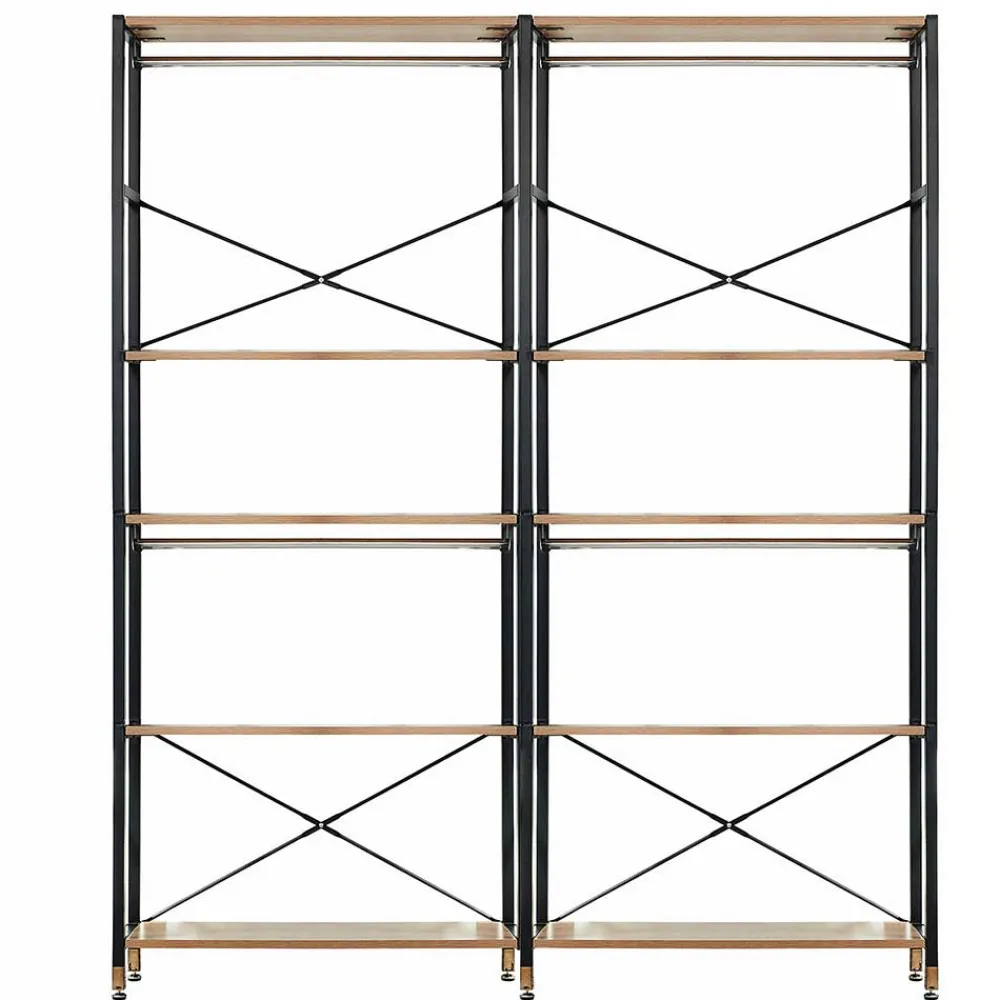 Wohnen Schwarze Möbel|Loft Möbel*Flur Regal Garderobe in Akazie & Schwarz - Ricinga