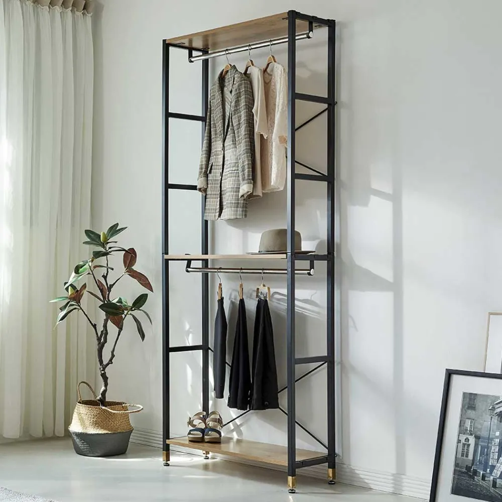 Wohnen Flur Regal Garderobe mit zwei Kleiderstangen - Vilettra