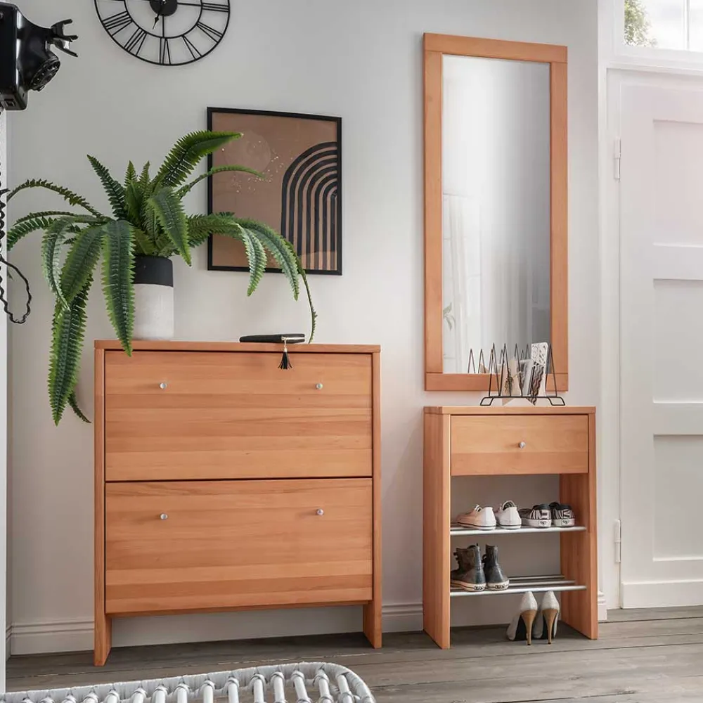 Wohnen Flur Schuhaufbewahrung & Spiegel Set - Shimousa (dreiteilig)