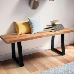 Wohnen Loft Möbel|Industrial Möbel*Flur Sitzbank mit Baumkante Akazie - Pamela