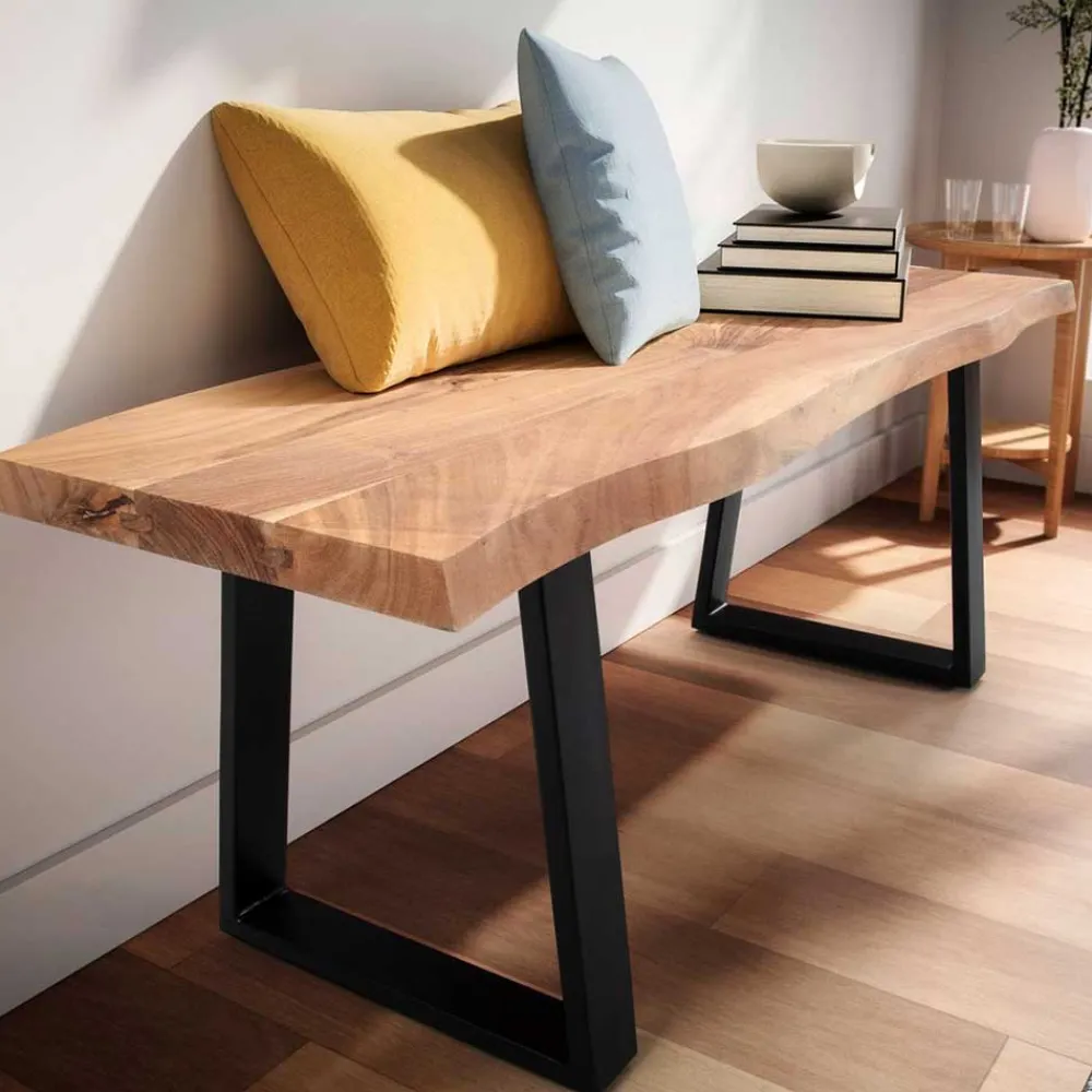 Wohnen Loft Möbel|Industrial Möbel*Flur Sitzbank mit Baumkante Akazie - Pamela