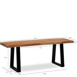 Wohnen Loft Möbel|Industrial Möbel*Flur Sitzbank mit Baumkante Akazie - Pamela