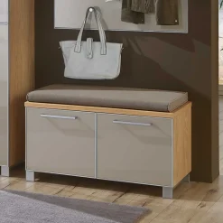 Wohnen Schuhschränke|Küchenbänke*Flurbank Diecca mit Taupe Glas