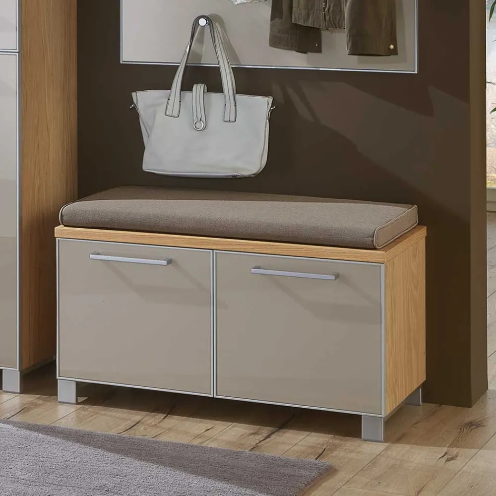 Wohnen Schuhschränke|Küchenbänke*Flurbank Diecca mit Taupe Glas