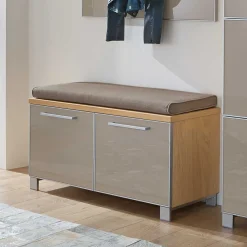 Wohnen Schuhschränke|Küchenbänke*Flurbank Diecca mit Taupe Glas