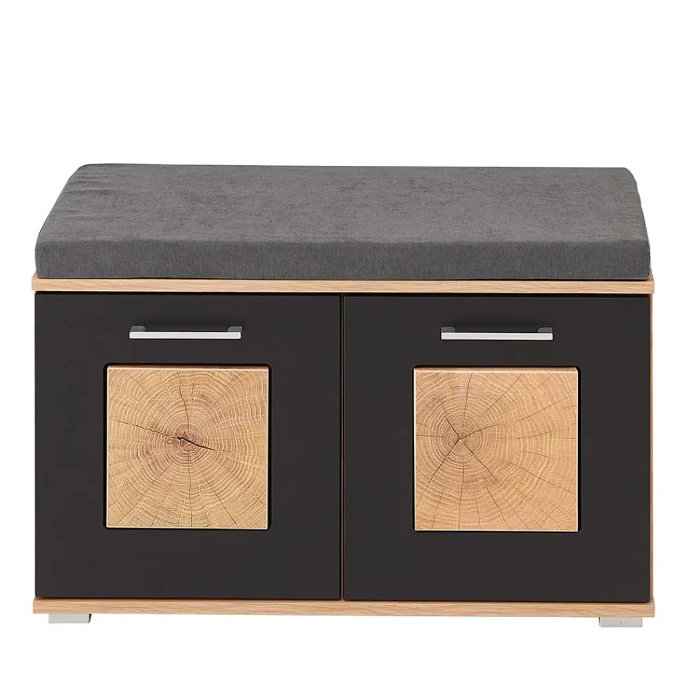 Wohnen Küchenbänke|Sitzbank*Flurbank mit Doppeltür in Schwarz & Wildeiche NB - Zelio