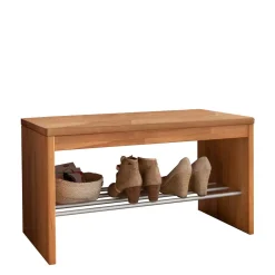 Wohnen Schuhschränke|Garderobenbänke*Flurbank mit Schuhablage aus Buche & Metall - Shimousa