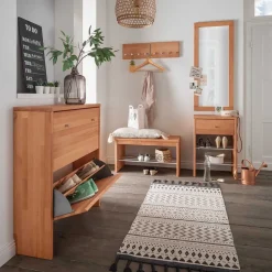 Wohnen Schuhschränke|Garderobenbänke*Flurbank mit Schuhablage aus Buche & Metall - Shimousa