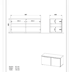 Wohnen Flurbank mit Türen in Weiß mit Glasfront - Kofi
