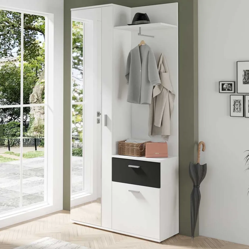 Wohnen Flureinrichtung Garderobe in Weiß Schwarz - Massa