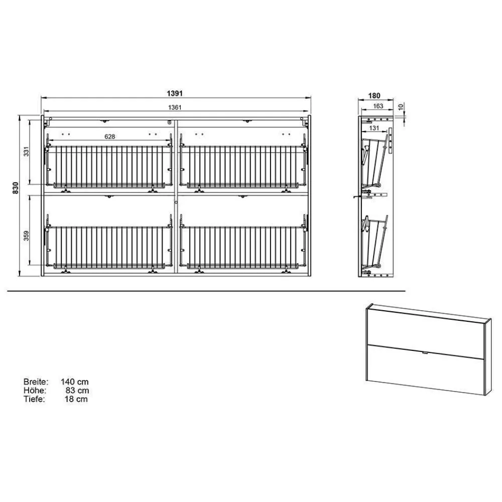 Wohnen Flureinrichtung Möbelset modern - Sidgarus (zweiteilig)