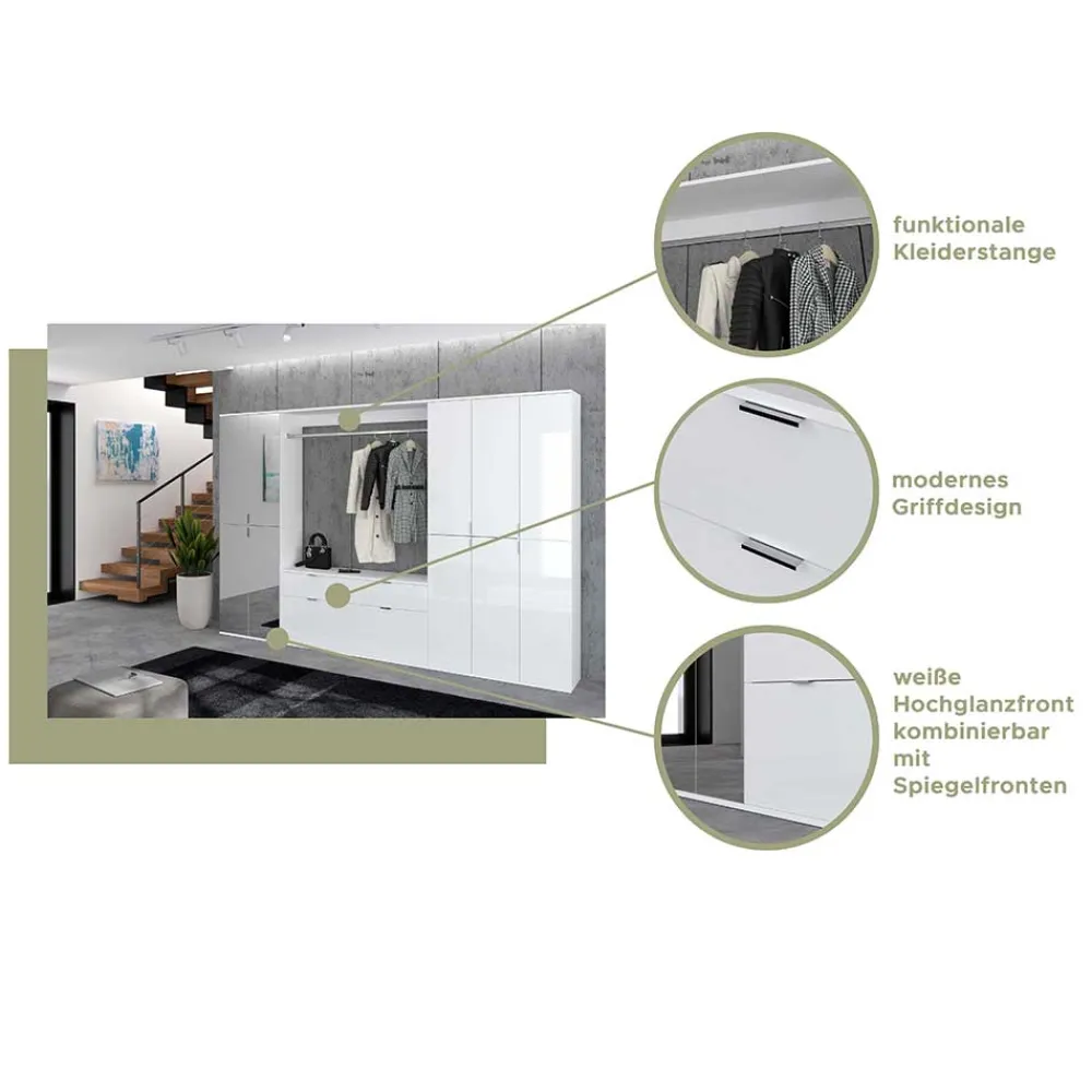 Wohnen Flureinrichtung Schrankwand 212x193x34 cm - Ejulia (dreiteilig)