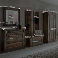 Wohnen Shabby Chic Möbel|Diele Komplett*Flurgarderobenset Jamaica in Bunt Shabby Chic (sechsteilig)