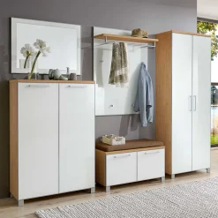 Wohnen Flurgarderobenset Wynoca in Weiß Glas beschichtet (fünfteilig)