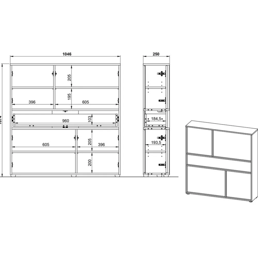 Wohnen Flurkommode und Spiegel Set - Flemingo (zweiteilig)