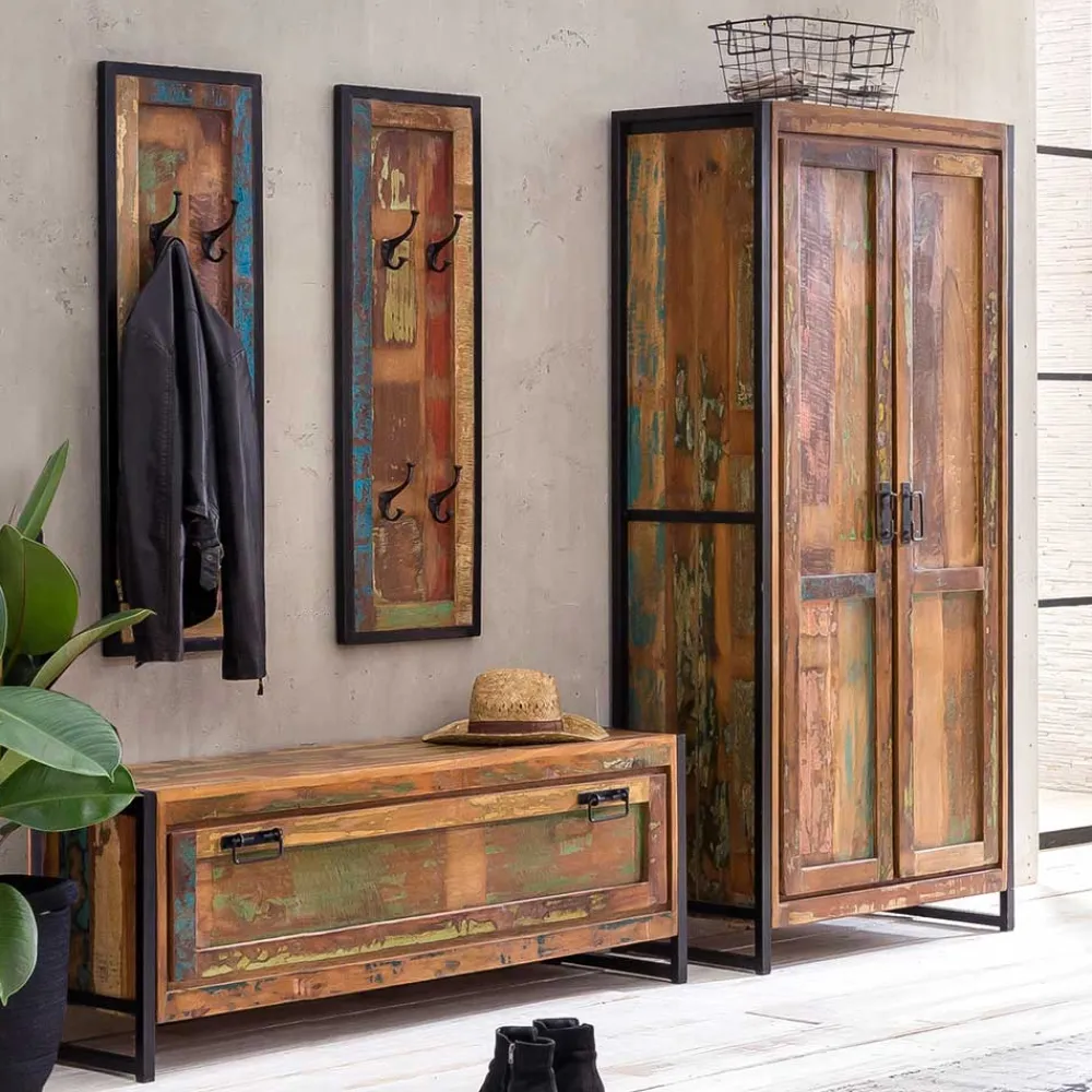 Wohnen Diele Komplett|Shabby Chic Möbel*Flurmöbel im Shabby Chic Set - Ensley (vierteilig)