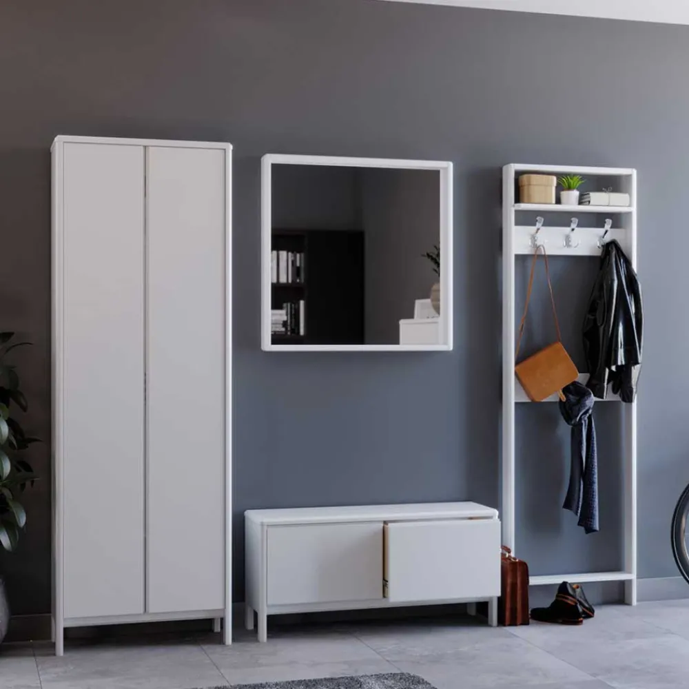 Wohnen Flurmöbel Kombination in Weiß gewachst - Oranias (vierteilig)