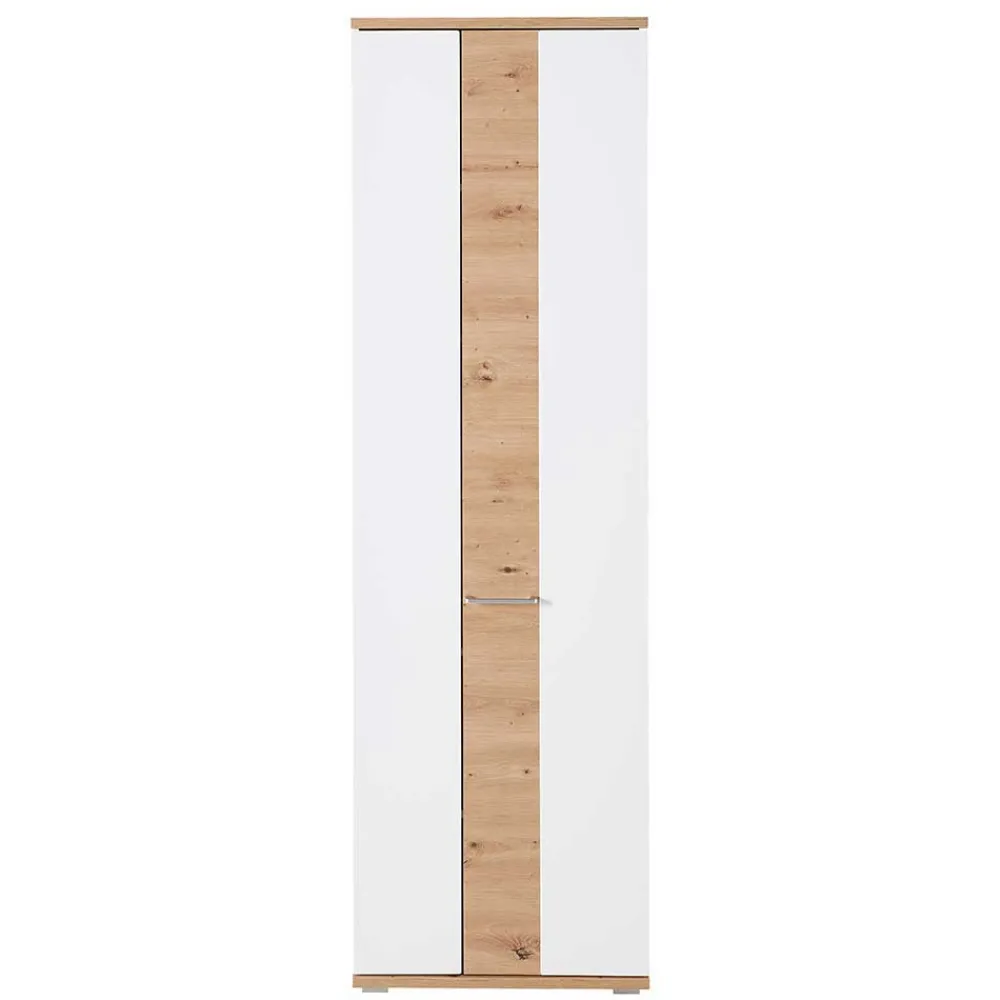 Wohnen Flurmöbel Set in Weiß & Wildeiche - Symbrosia (fünfteilig)