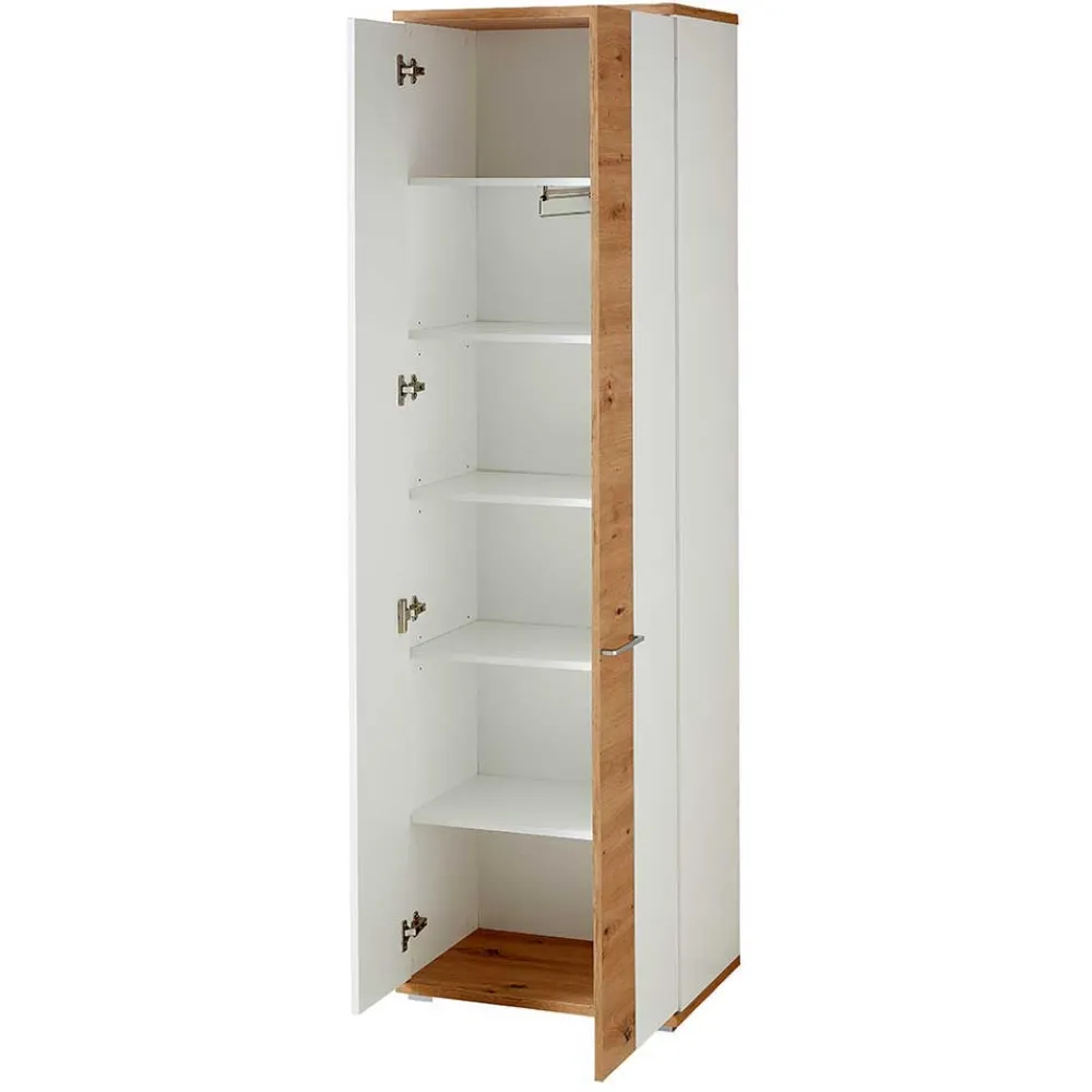 Wohnen Flurmöbel Set in Weiß & Wildeiche - Symbrosia (fünfteilig)