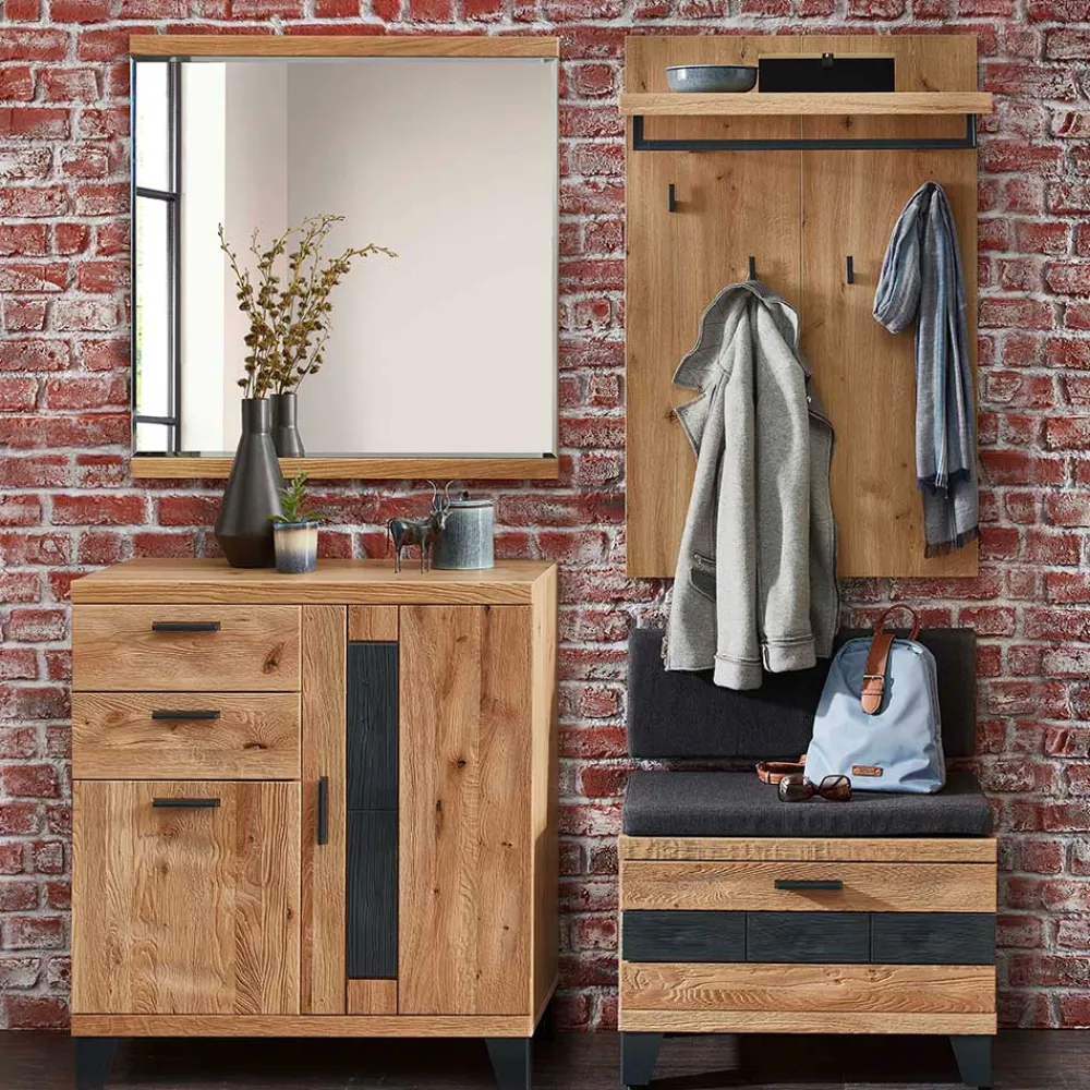 Wohnen Garderoben|Garderoben*Flurmöbel Set in Wildeiche - Elprisca (vierteilig)