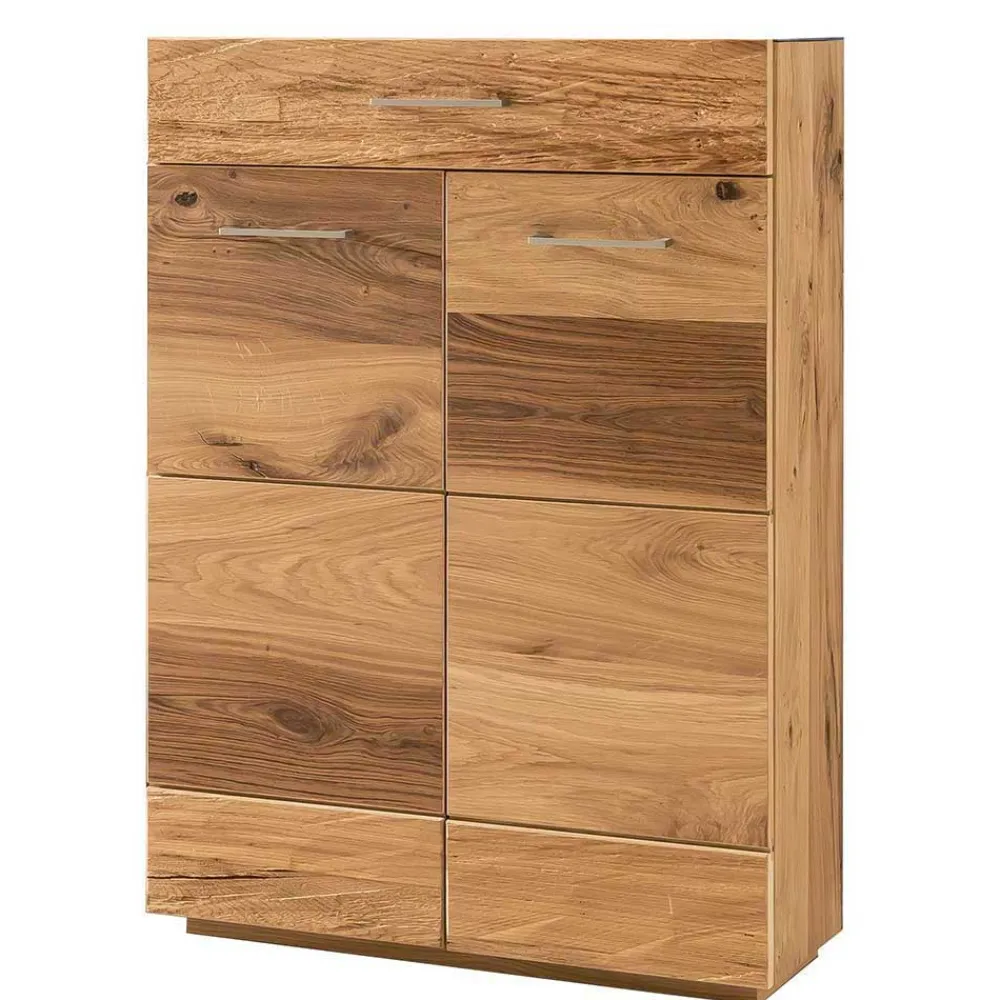 Wohnen Garderoben|Garderoben*Flurmöbel Set mit Furnier Balkeneiche Macusos & Glas Anthrazit (vierteilig)