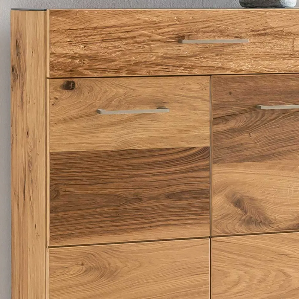 Wohnen Garderoben|Garderoben*Flurmöbel Set mit Furnier Balkeneiche Macusos & Glas Anthrazit (vierteilig)