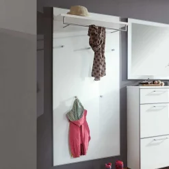 Wohnen Flurmöbel Set Zoricano in Weiß Glas beschichtet (dreiteilig)