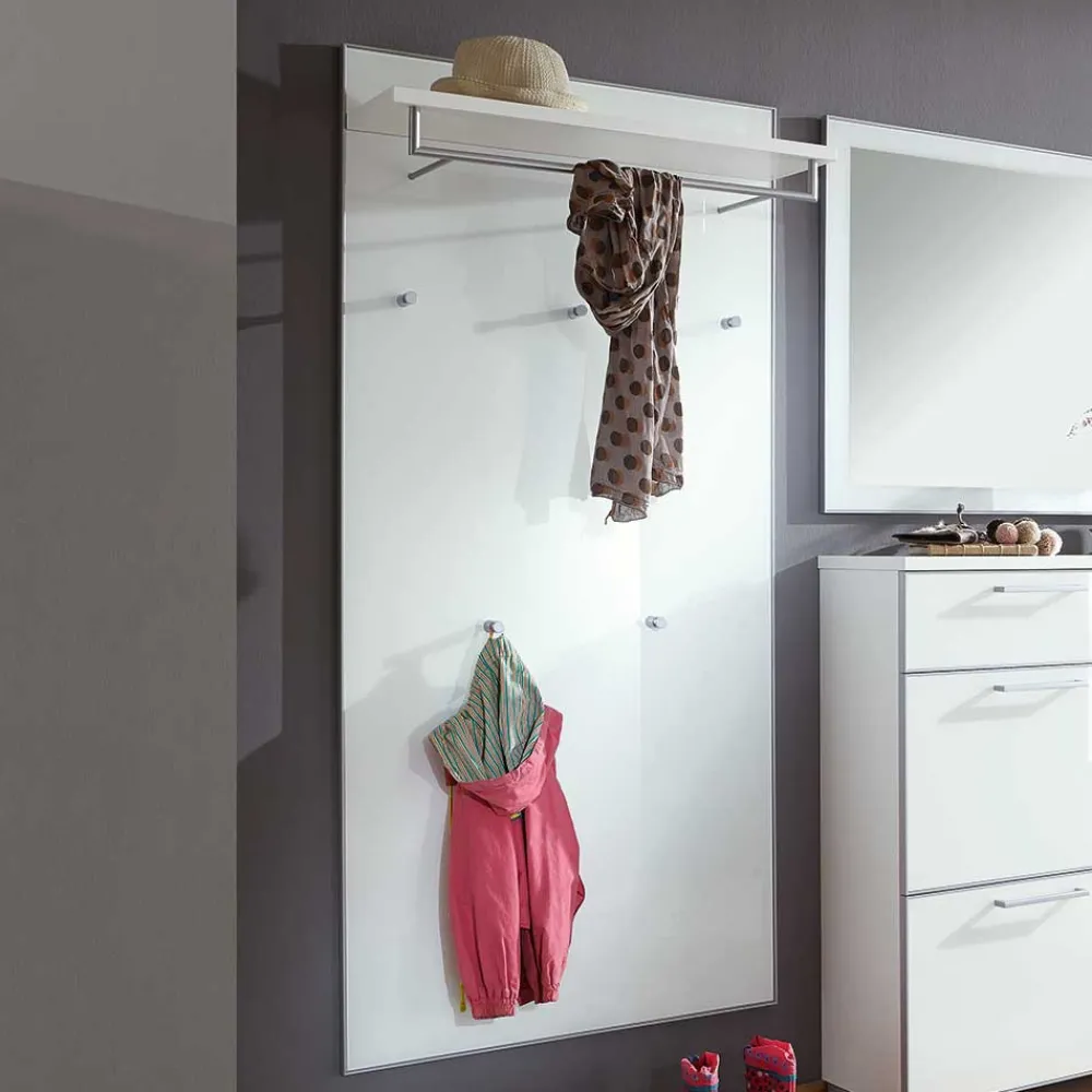 Wohnen Flurmöbel Set Zoricano in Weiß Glas beschichtet (dreiteilig)