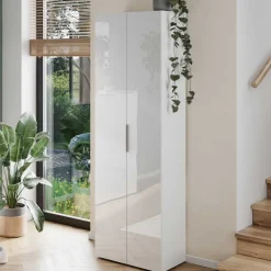 Wohnen Flurschrank mit Glasfront in Weiß - Kofi