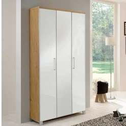 Wohnen Garderobenschränke*Flurschrank Wynoca in Weiß Glas beschichtet