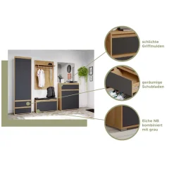 Wohnen Flurspiegel rahmenlos mit Kante in Eiche Optik - Donzai